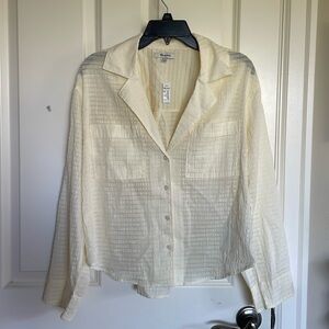 Madewell Cream Button Up Long Sleeve Shirt, Size S